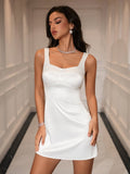 Women's Satin Button Mini Dress - View 6 | WEUXS
