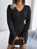 Blue cable knit sweater dress - View 61 | WEUXS