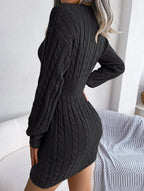 Blue cable knit sweater dress - View 57 | WEUXS