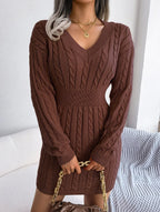 Blue cable knit sweater dress - View 14 | WEUXS