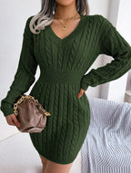 Blue cable knit sweater dress - View 17 | WEUXS