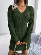 Blue cable knit sweater dress - View 19 | WEUXS