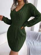 Blue cable knit sweater dress - View 21 | WEUXS