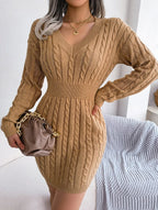 Blue cable knit sweater dress - View 31 | WEUXS