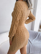 Blue cable knit sweater dress - View 30 | WEUXS