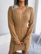Blue cable knit sweater dress - View 33 | WEUXS