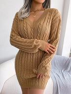 Blue cable knit sweater dress - View 35 | WEUXS