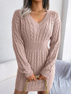 Blue cable knit sweater dress - View 39 | WEUXS