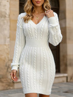 Blue cable knit sweater dress - View 42 | WEUXS