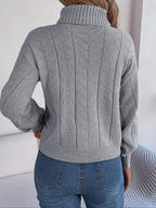 Cable knit turtleneck sweater - View 12 | WEUXS