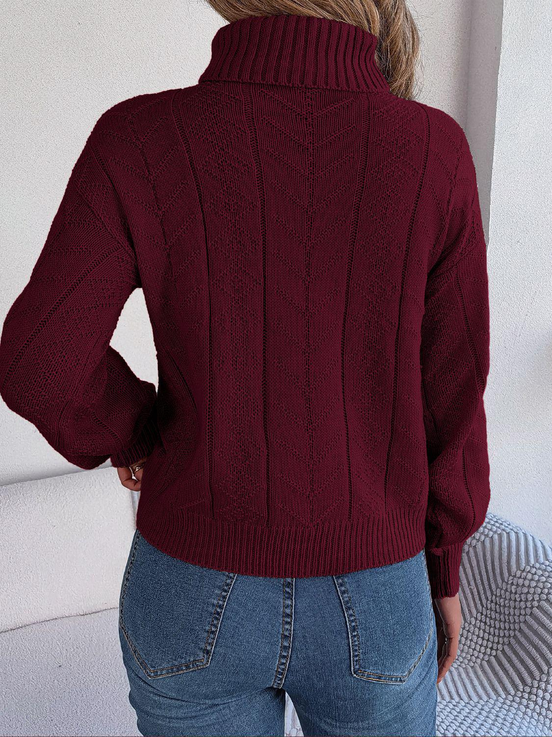 Cable knit turtleneck sweater - View 8 | WEUXS