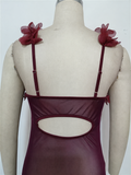 Elegant maxi slip dress with floral trim - View 8 | WEUXS