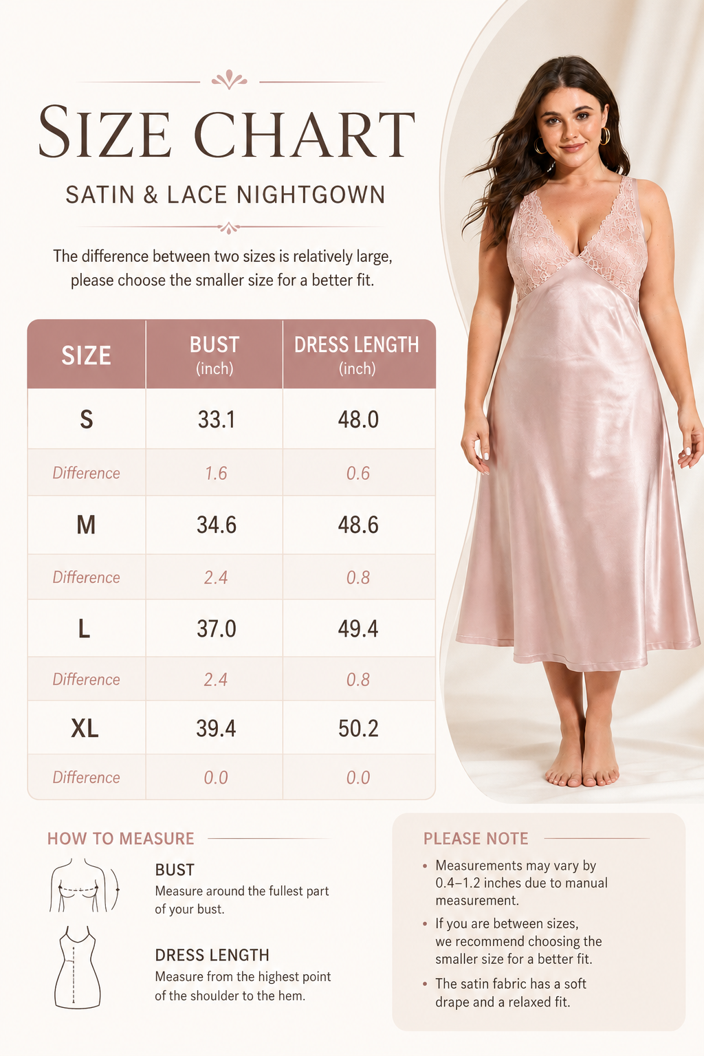 Elegant lace trim satin nightgown - View 8 | WEUXS