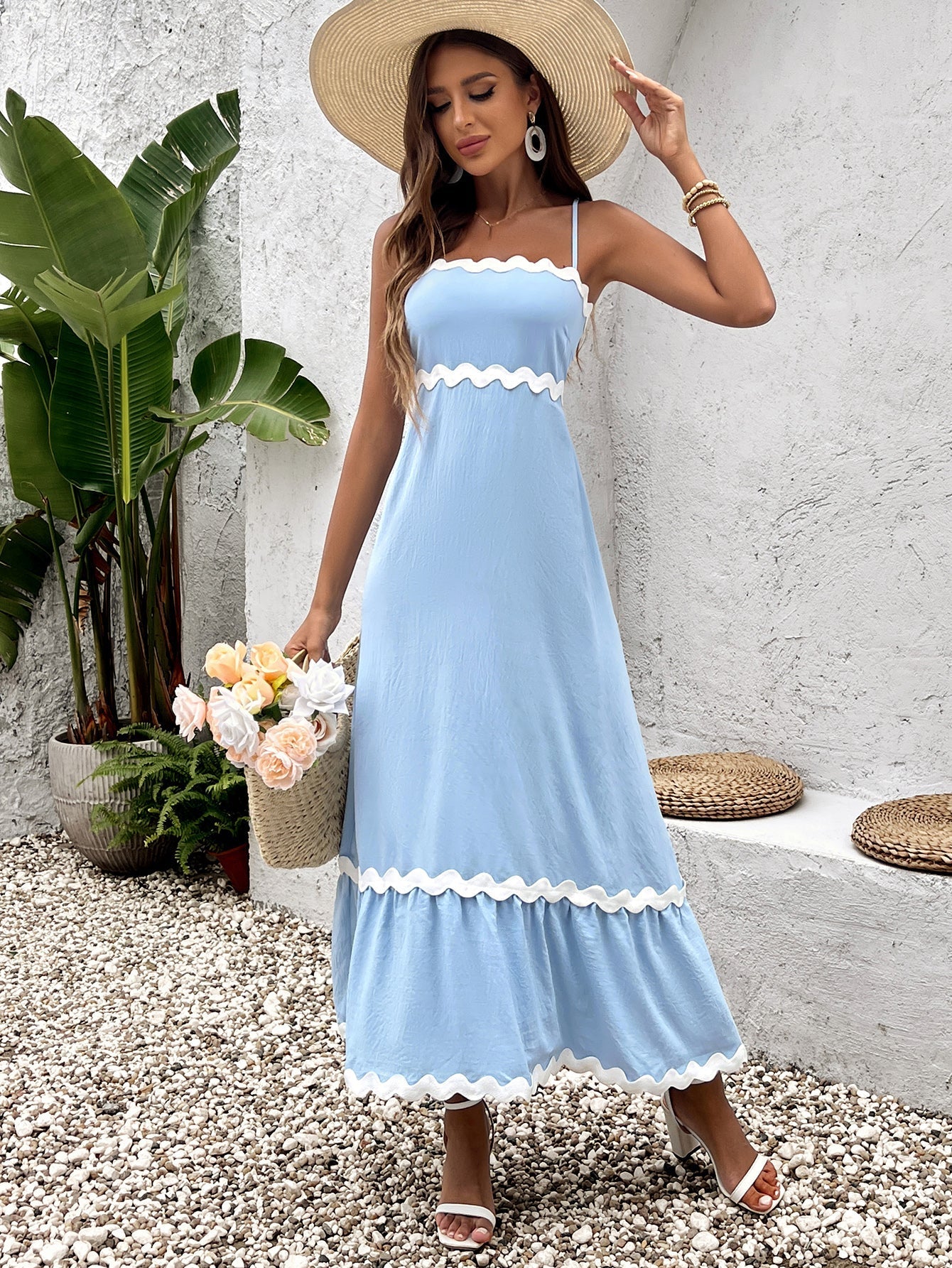 Midi Dress with Scalloped Trim - View 10 | WEUXS