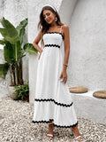 Midi Dress with Scalloped Trim - View 15 | WEUXS