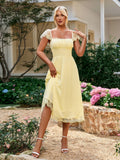 Lace Trim Satin Maxi Dress - View 10 | WEUXS