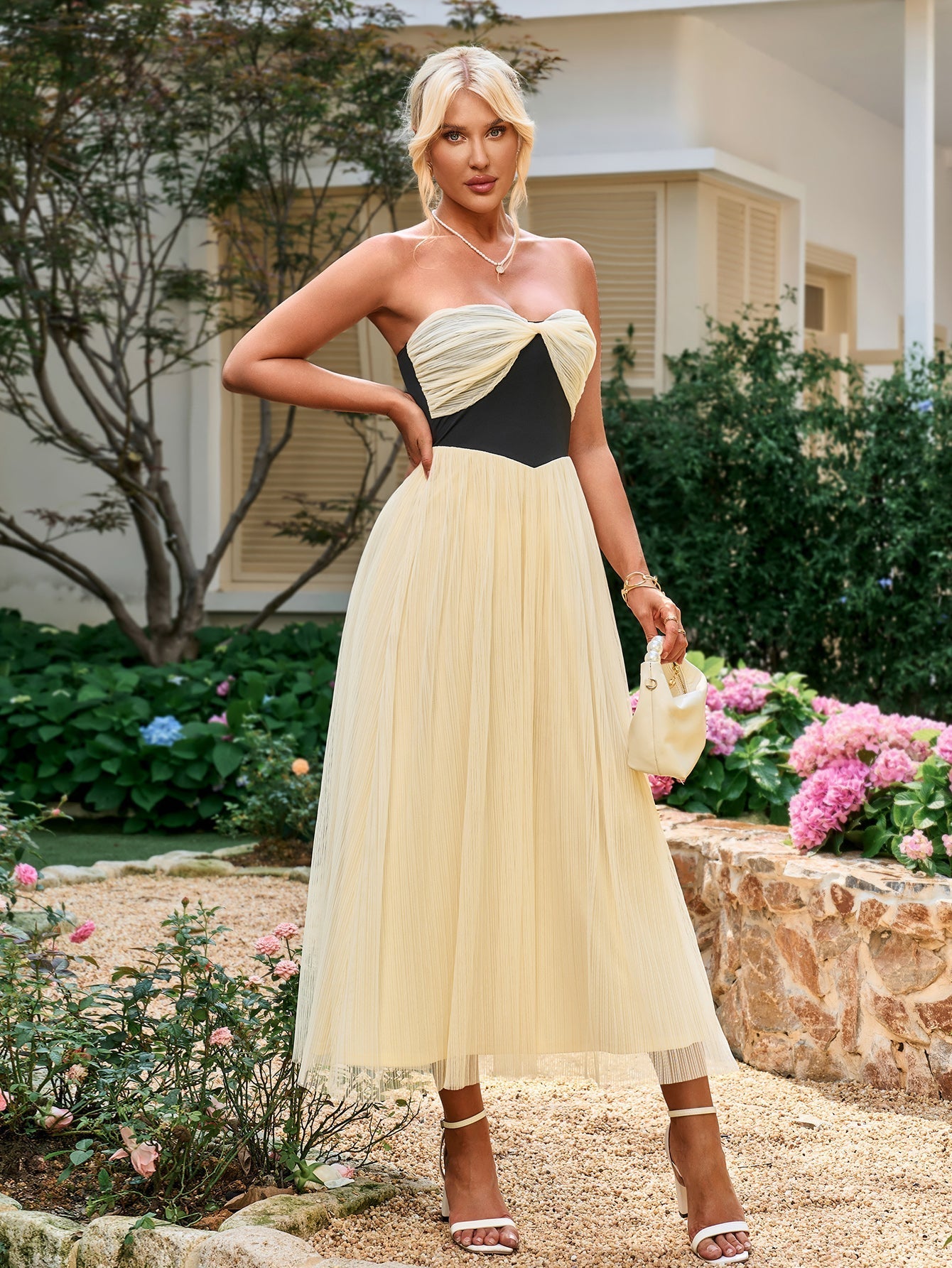Strapless ruched midi dress - View 6 | WEUXS