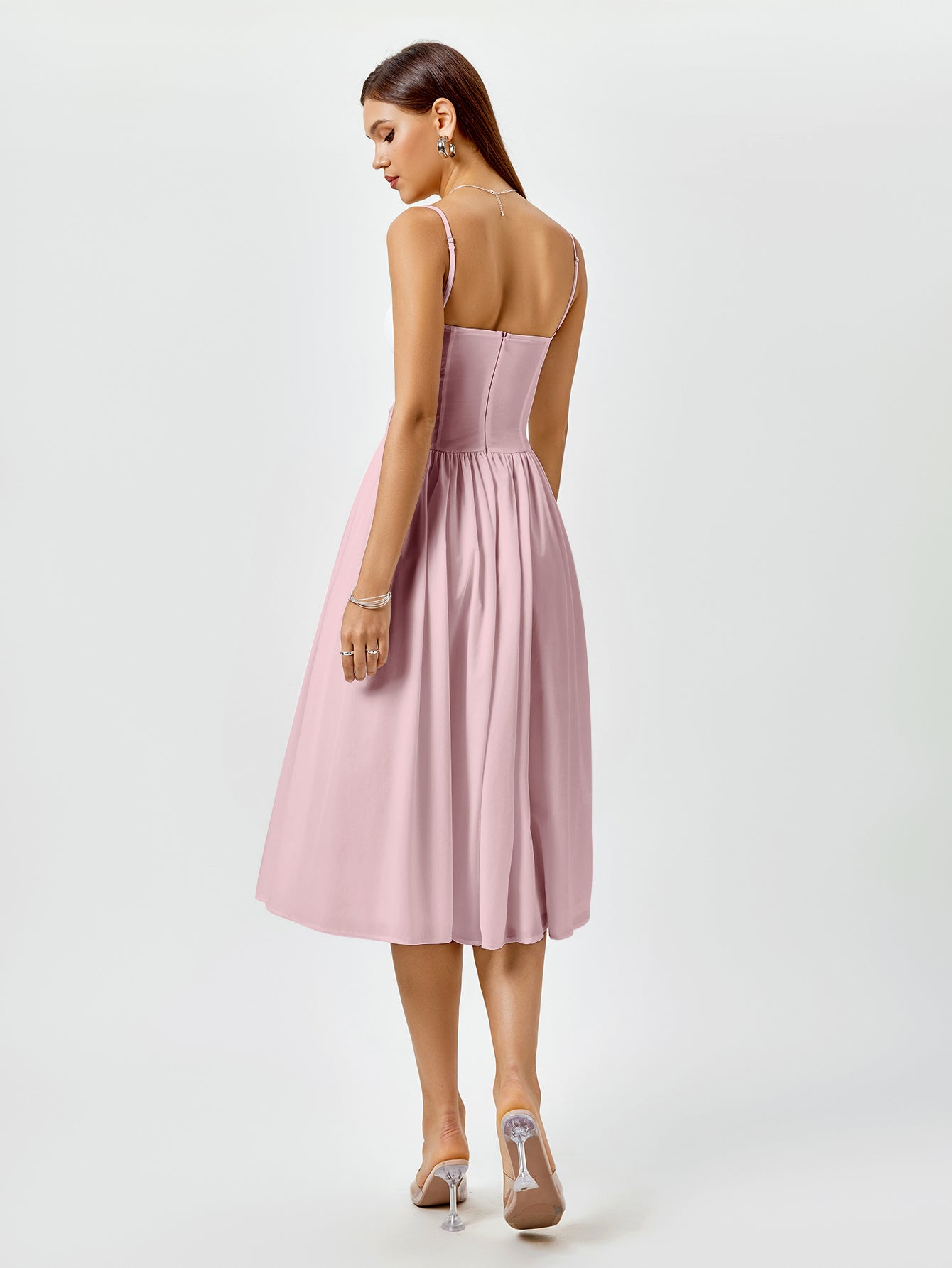 white sweetheart neckline midi dress - View 8 | WEUXS