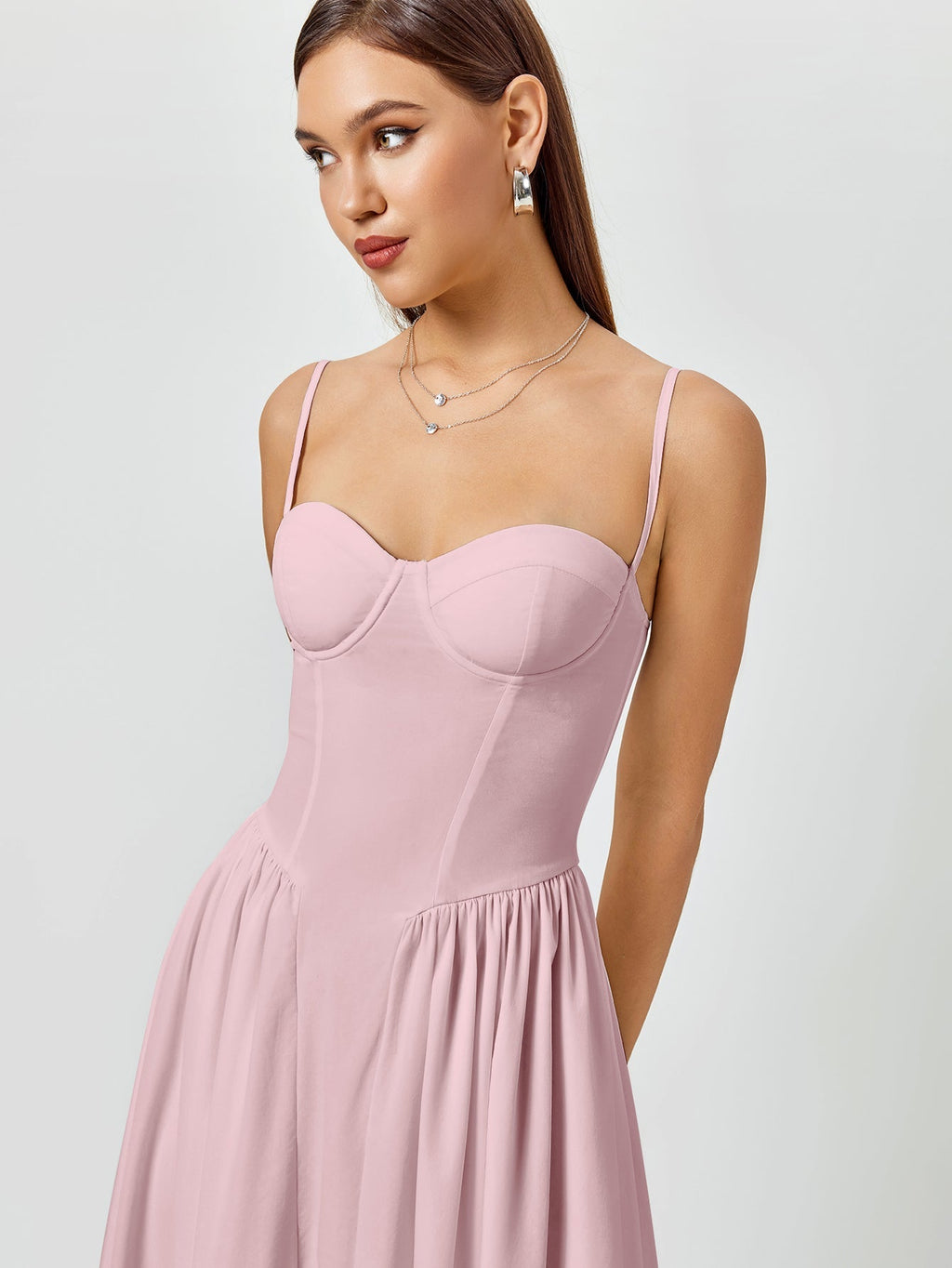 white sweetheart neckline midi dress - View 12 | WEUXS