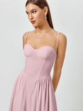 white sweetheart neckline midi dress - View 12 | WEUXS