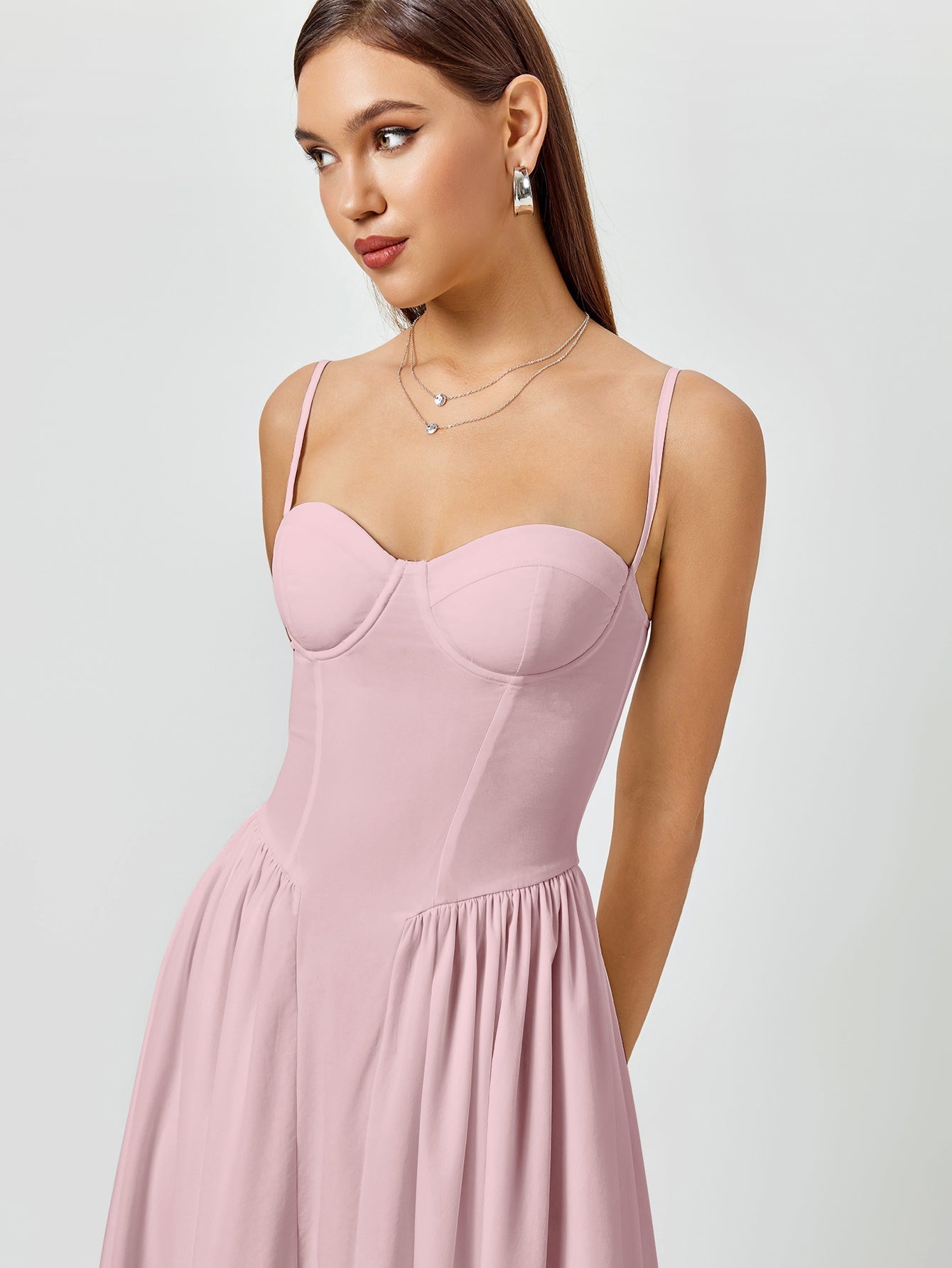 white sweetheart neckline midi dress - View 12 | WEUXS