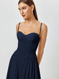 white sweetheart neckline midi dress - View 18 | WEUXS