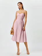 white sweetheart neckline midi dress - View 10 | WEUXS