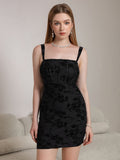 Black Sheath Dress with Corset Detail - View 6 | WEUXS