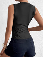 Women's crew neck sleeveless solid tank top - View 14 | WEUXS