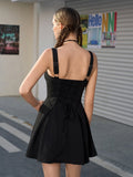 Jacquard Corset Dress with Pleated Hem - View 8 | WEUXS