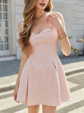 Jacquard Corset Dress with Pleated Hem - View 6 | WEUXS