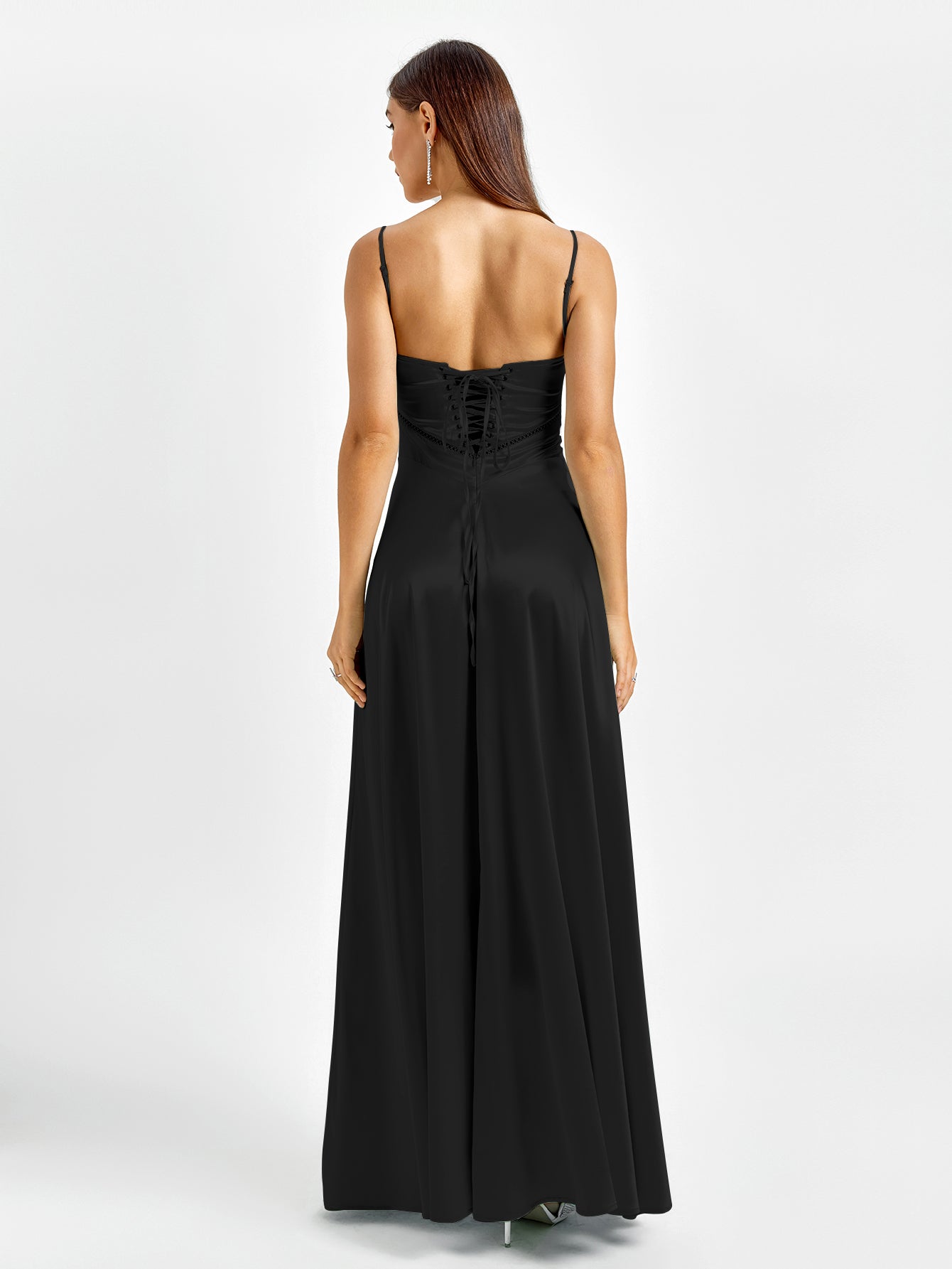 Satin Maxi Dress with Crisscross Back - View 14 | WEUXS