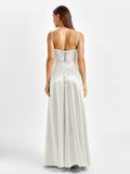 Satin Maxi Dress with Crisscross Back - View 8 | WEUXS