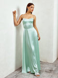 Satin Maxi Dress with Crisscross Back - View 6 | WEUXS