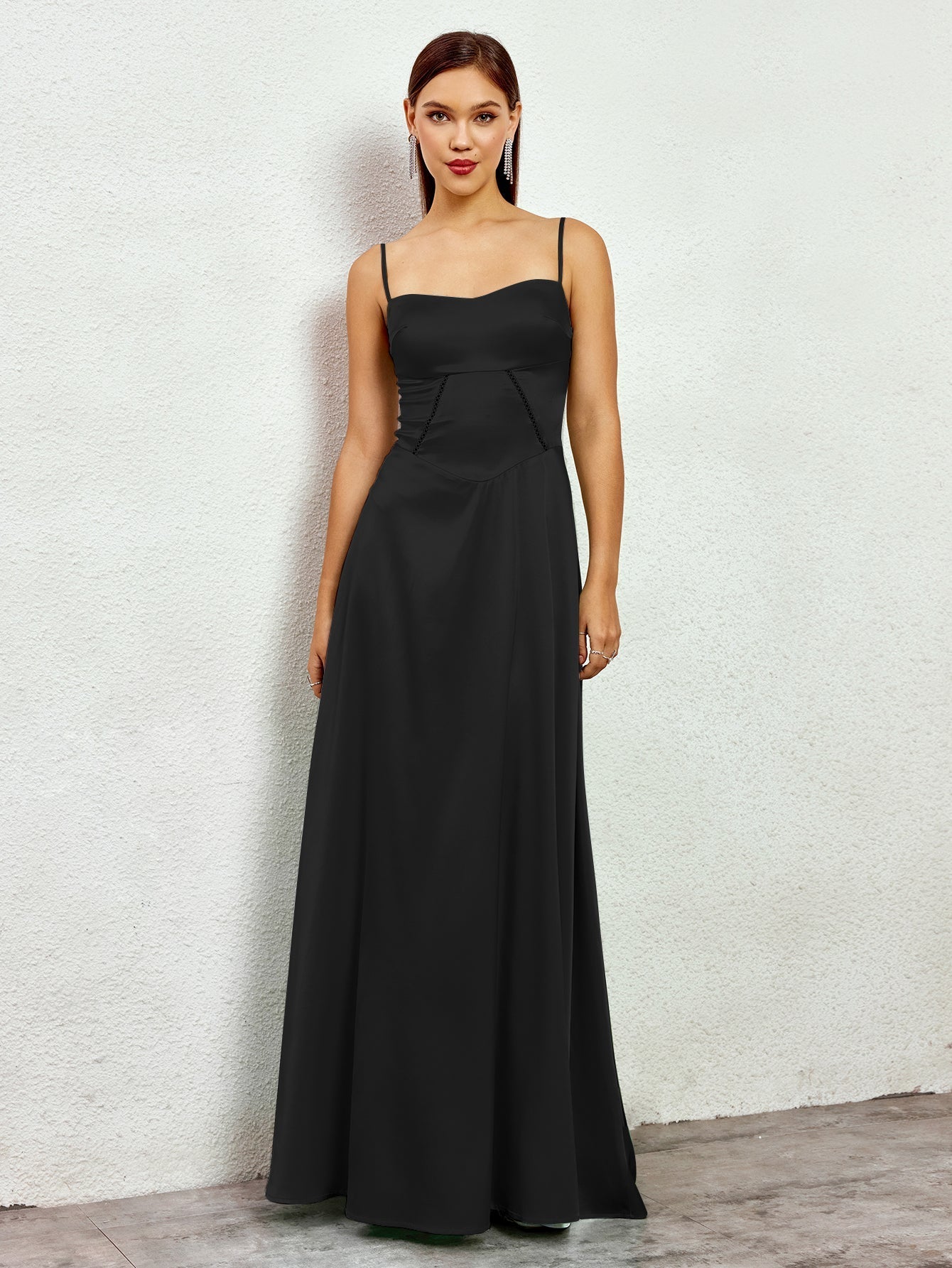 Satin Maxi Dress with Crisscross Back - View 18 | WEUXS