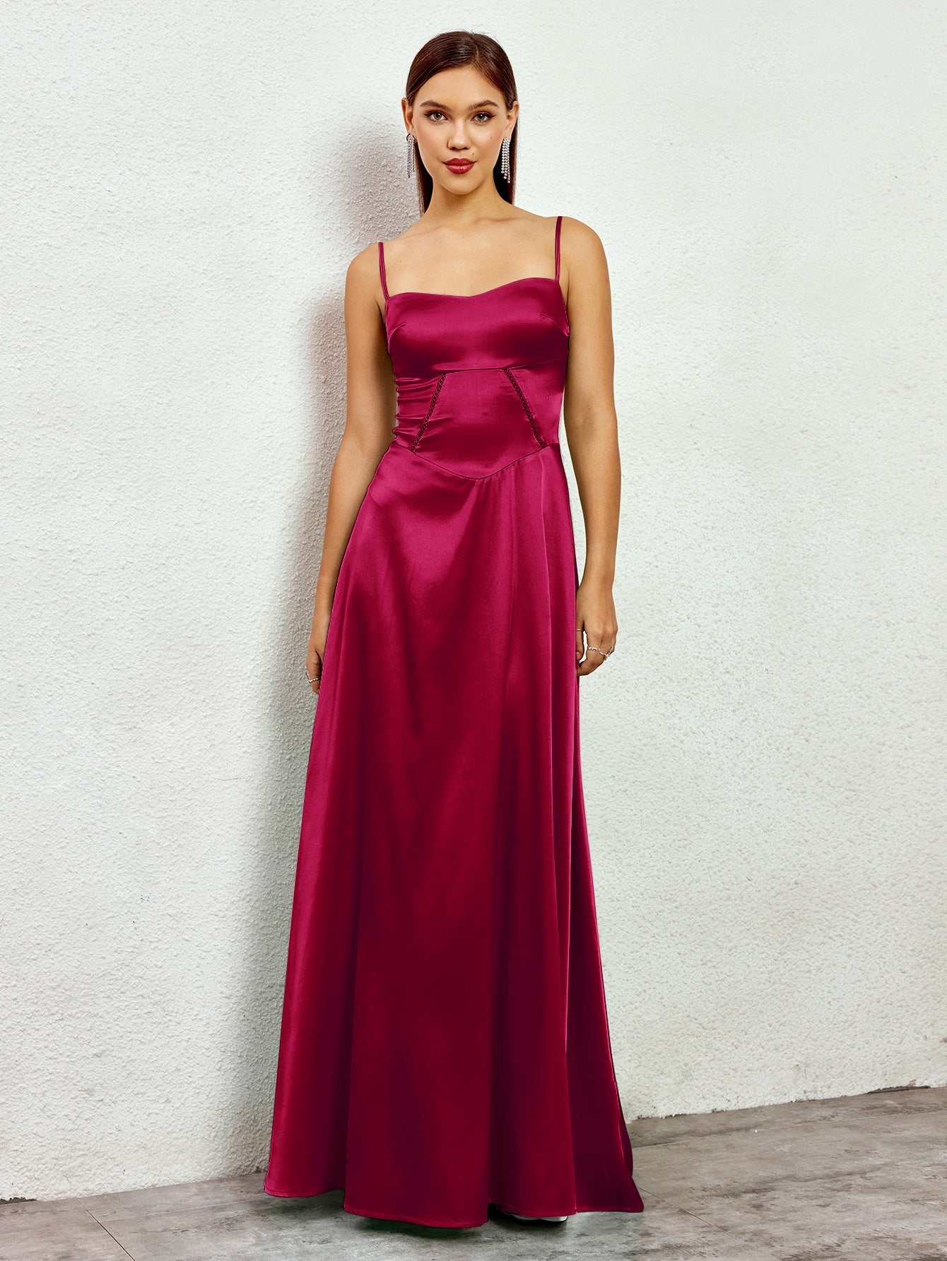 Satin Maxi Dress with Crisscross Back - View 24 | WEUXS