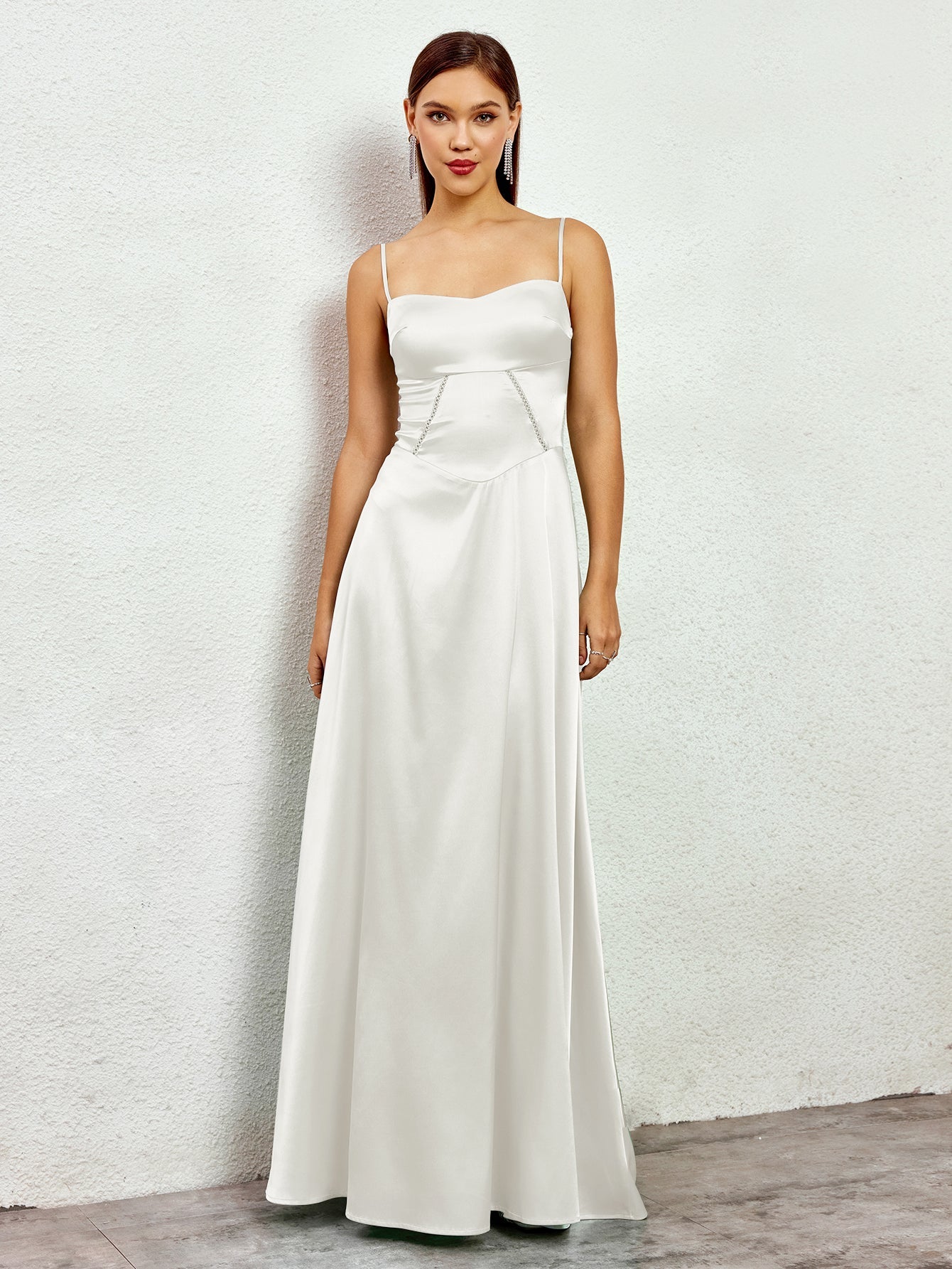 Satin Maxi Dress with Crisscross Back - View 12 | WEUXS