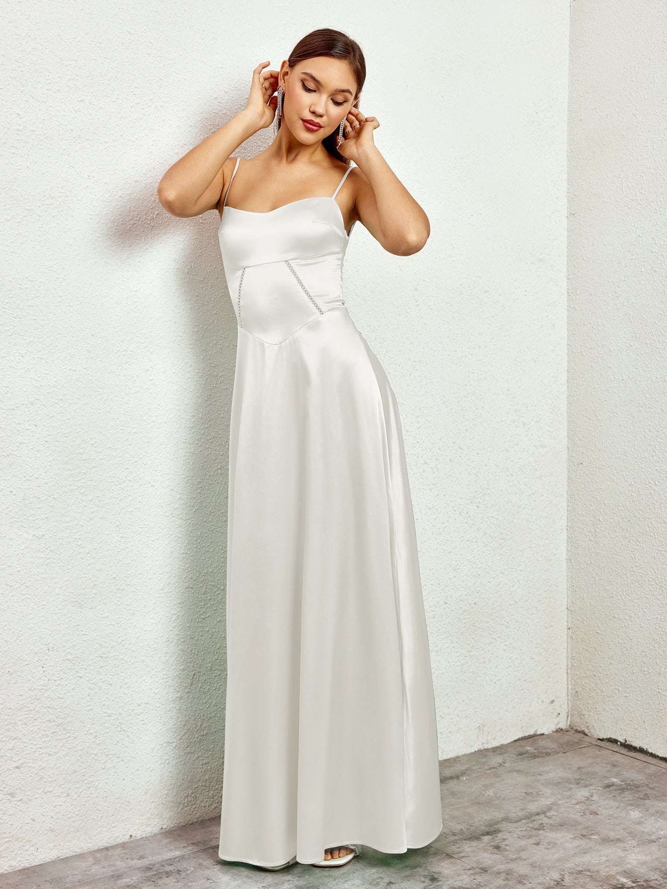 Satin Maxi Dress with Crisscross Back - View 11 | WEUXS