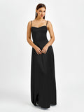 Satin Maxi Dress with Crisscross Back - View 13 | WEUXS