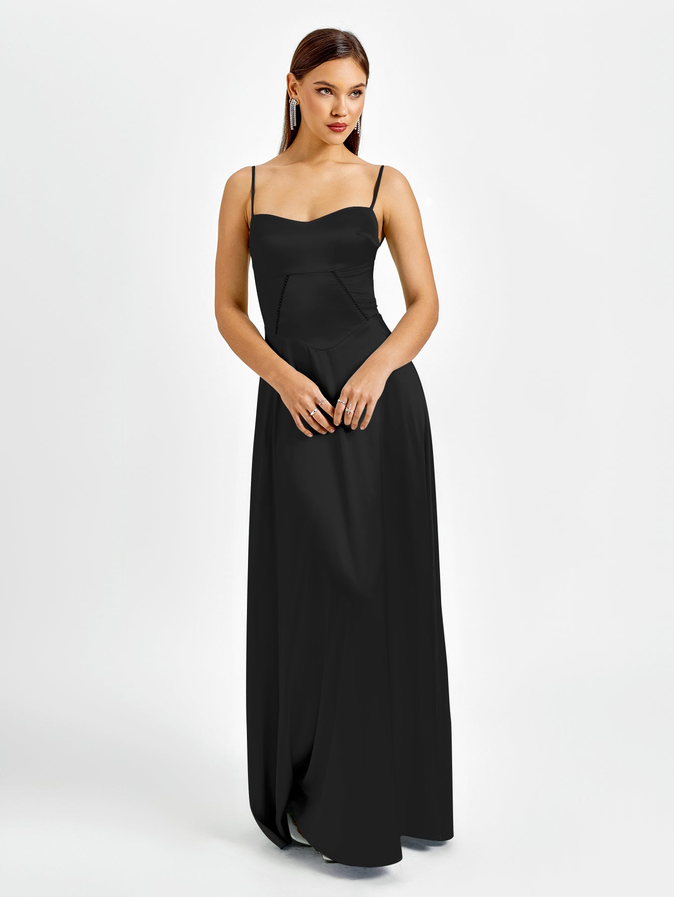 Satin Maxi Dress with Crisscross Back - View 13 | WEUXS