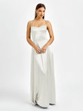 Satin Maxi Dress with Crisscross Back - View 7 | WEUXS
