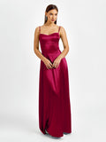 Satin Maxi Dress with Crisscross Back - View 19 | WEUXS