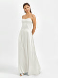 Satin Maxi Dress with Crisscross Back - View 10 | WEUXS