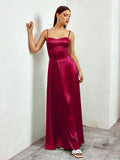 Satin Maxi Dress with Crisscross Back - View 21 | WEUXS