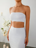 Crisscross Back Tube Top and Lace Midi Skirt Set - View 6 | WEUXS