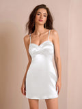 Satin Cami Dress with Sweetheart Neckline - View 18 | WEUXS