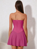 Lace-up corset mini dress - View 8 | WEUXS