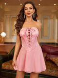 Lace-up corset mini dress - View 18 | WEUXS