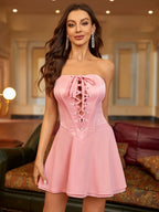Lace-up corset mini dress - View 18 | WEUXS