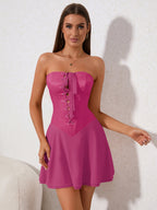 Lace-up corset mini dress - View 12 | WEUXS